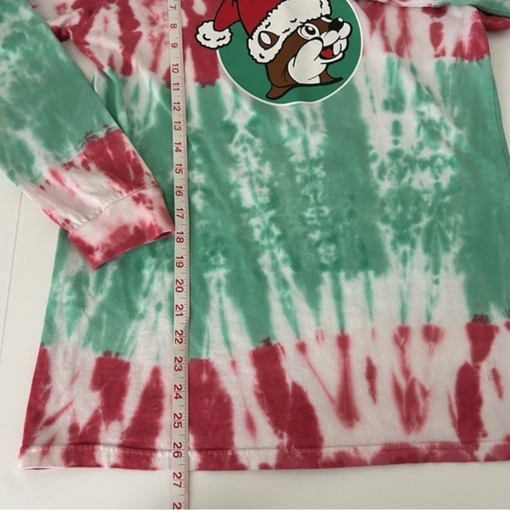 BUC-EE'S Red Green White Tie Dye Christmas Long Sleeve Shirt Size Medium - Picture 4 of 6